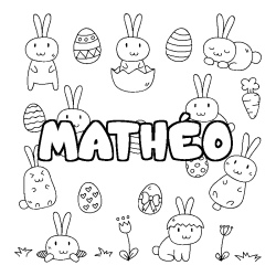 Coloriage pr&eacute;nom MATH&Eacute;O - d&eacute;cor Paques