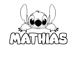 Coloriage prénom MATHIAS - décor Stitch