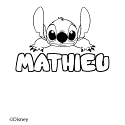 Coloriage pr&eacute;nom MATHIEU - d&eacute;cor Stitch