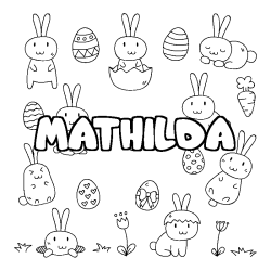 Coloriage pr&eacute;nom MATHILDA - d&eacute;cor Paques