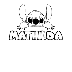 Coloriage prénom MATHILDA - décor Stitch
