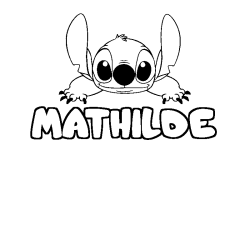 Coloriage prénom MATHILDE - décor Stitch