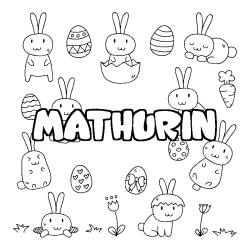 Coloriage pr&eacute;nom MATHURIN - d&eacute;cor Paques