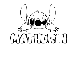 Coloriage prénom MATHURIN - décor Stitch
