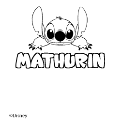 Coloriage pr&eacute;nom MATHURIN - d&eacute;cor Stitch