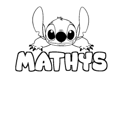 Coloriage prénom MATHYS - décor Stitch