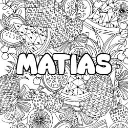 Coloriage prénom MATIAS - décor Mandala fruits