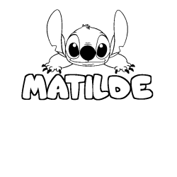 Coloriage prénom MATILDE - décor Stitch