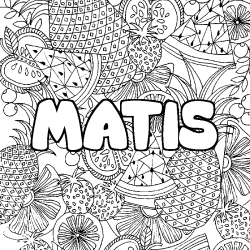 Coloriage prénom MATIS - décor Mandala fruits