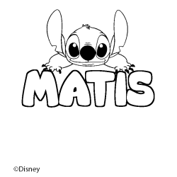 Coloriage pr&eacute;nom MATIS - d&eacute;cor Stitch