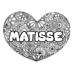 Coloriage prénom MATISSE - décor Mandala coeur