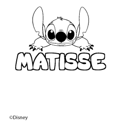 Coloriage pr&eacute;nom MATISSE - d&eacute;cor Stitch