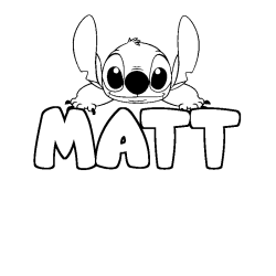 Coloriage prénom MATT - décor Stitch