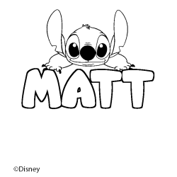 Coloriage pr&eacute;nom MATT - d&eacute;cor Stitch
