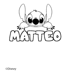 Coloriage pr&eacute;nom MATTEO - d&eacute;cor Stitch