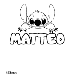 Coloriage pr&eacute;nom MATT&Eacute;O - d&eacute;cor Stitch
