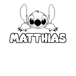 Coloriage prénom MATTHIAS - décor Stitch