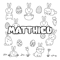 Coloriage pr&eacute;nom MATTHIEU - d&eacute;cor Paques