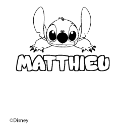 Coloriage pr&eacute;nom MATTHIEU - d&eacute;cor Stitch