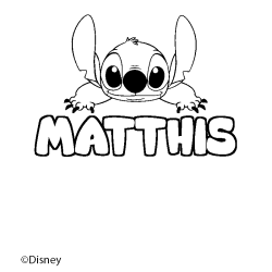 Coloriage pr&eacute;nom MATTHIS - d&eacute;cor Stitch