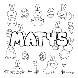 Coloriage pr&eacute;nom MATYS - d&eacute;cor Paques