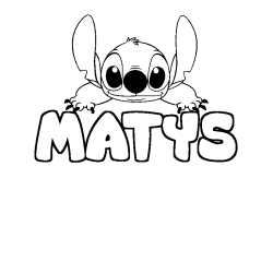 Coloriage prénom MATYS - décor Stitch