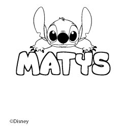 Coloriage pr&eacute;nom MATYS - d&eacute;cor Stitch