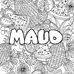 Coloriage prénom MAUD - décor Mandala fruits