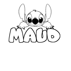 Coloriage prénom MAUD - décor Stitch