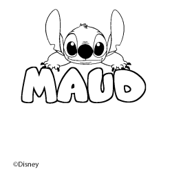 Coloriage pr&eacute;nom MAUD - d&eacute;cor Stitch