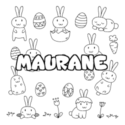 Coloriage pr&eacute;nom MAURANE - d&eacute;cor Paques