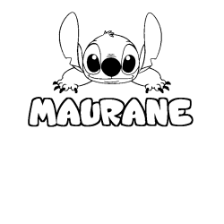 Coloriage prénom MAURANE - décor Stitch