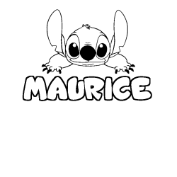 Coloriage prénom MAURICE - décor Stitch