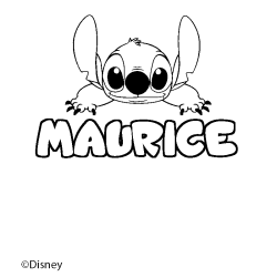 Coloriage pr&eacute;nom MAURICE - d&eacute;cor Stitch
