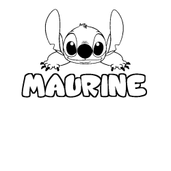 Coloriage prénom MAURINE - décor Stitch