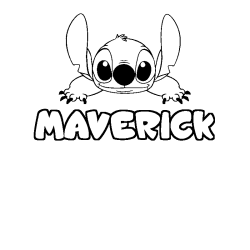 Coloriage prénom MAVERICK - décor Stitch