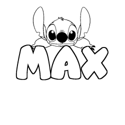 Coloriage prénom MAX - décor Stitch
