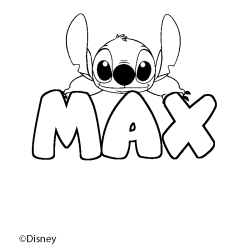 Coloriage pr&eacute;nom MAX - d&eacute;cor Stitch