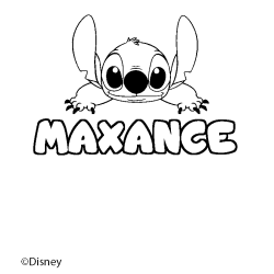 Coloriage pr&eacute;nom MAXANCE - d&eacute;cor Stitch