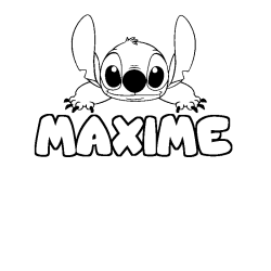 Coloriage prénom MAXIME - décor Stitch