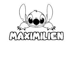 Coloriage prénom MAXIMILIEN - décor Stitch