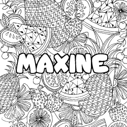 Coloriage prénom MAXINE - décor Mandala fruits