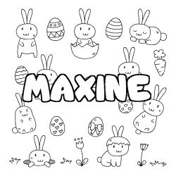 Coloriage pr&eacute;nom MAXINE - d&eacute;cor Paques