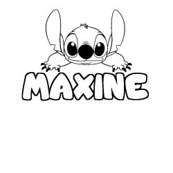 Coloriage prénom MAXINE - décor Stitch
