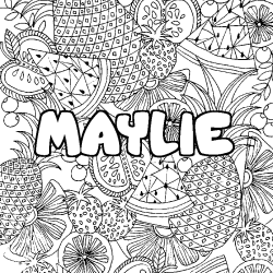 Coloriage pr&eacute;nom MAYLIE - d&eacute;cor Mandala fruits