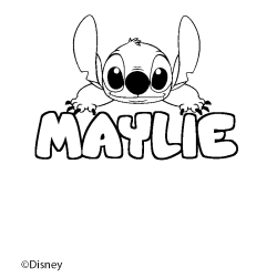 Coloriage pr&eacute;nom MAYLIE - d&eacute;cor Stitch
