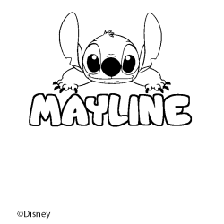 Coloriage pr&eacute;nom MAYLINE - d&eacute;cor Stitch