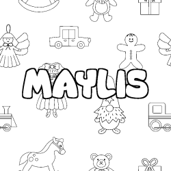 Coloriage prénom MAYLIS - décor Jouets