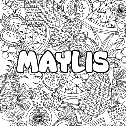 Coloriage prénom MAYLIS - décor Mandala fruits