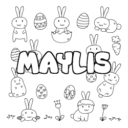 Coloriage pr&eacute;nom MAYLIS - d&eacute;cor Paques
